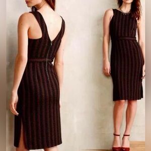 Maeve by Anthropologie Black and Brown Asymmetrical Halter Sheath Dress